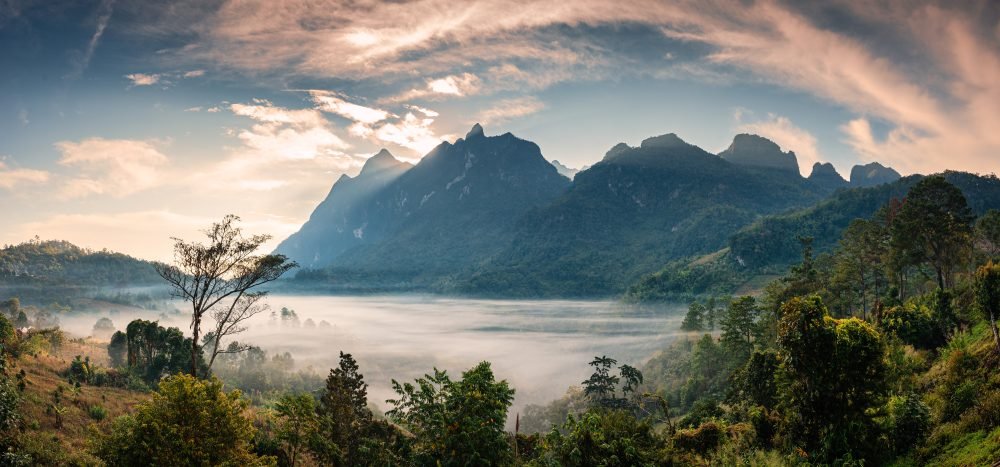 Thailand Mountain Trail Hikking Trails, Trekking Trips, & Running Tours Thailand Panorama,sunrise,over,doi,luang,chiang,dao,mountain,range,with